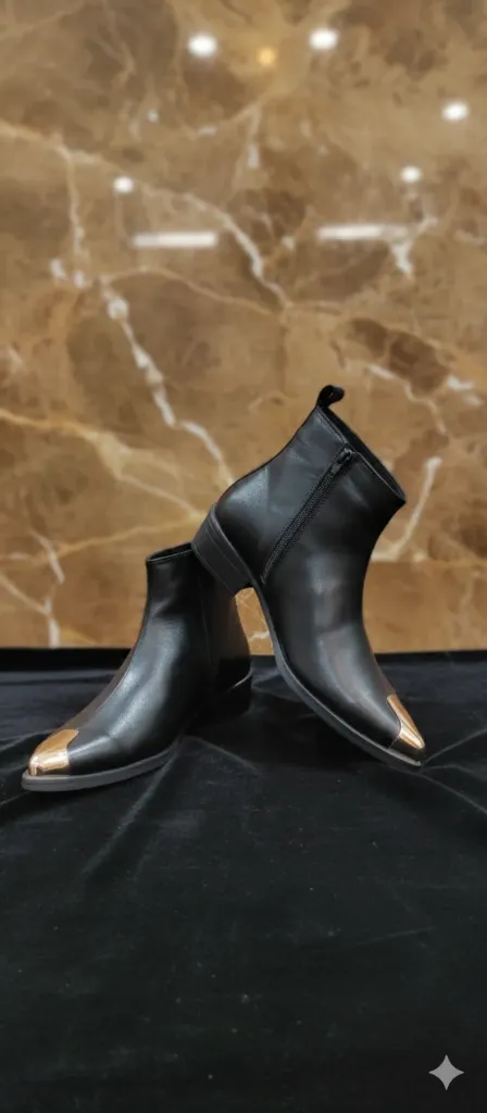 NAQSHHIDE Regal black Metal Toe-Boots