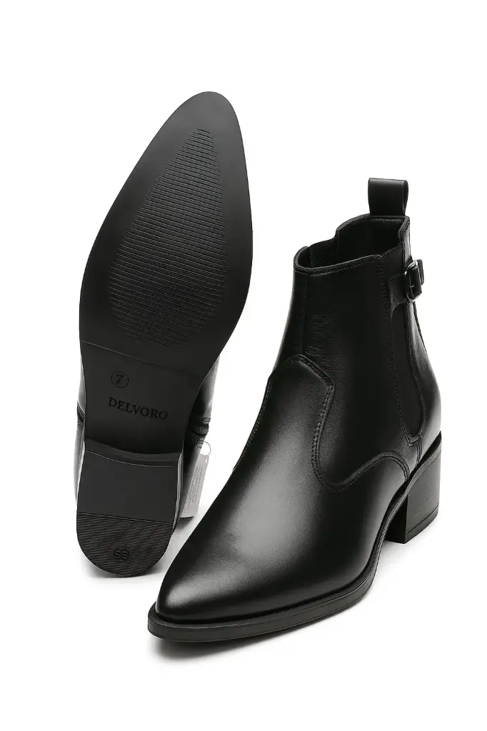 zip-up imported leather boots for men